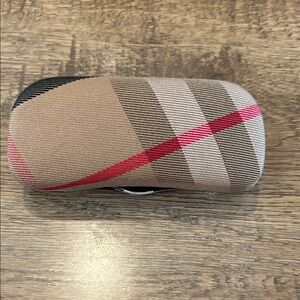 Burberry Women's Plaid Glasses Case - Beige and Red